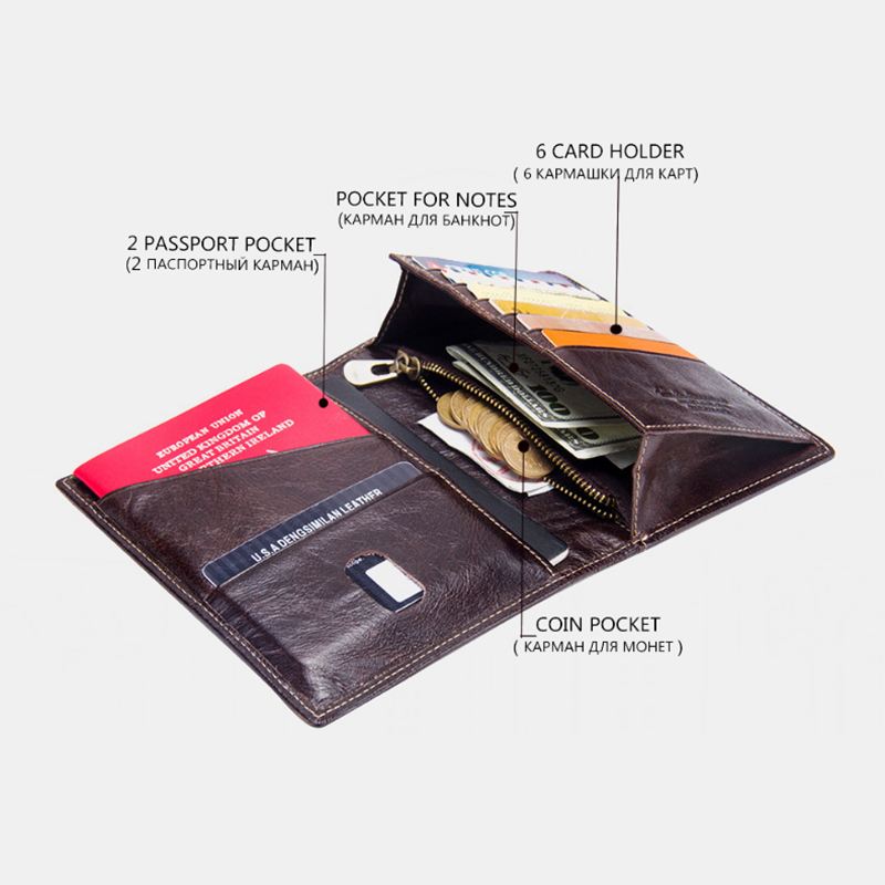 Mænd Retro Bifold Åben Tynd Crazy Horse Koskind Kortholder Pastaske Tegnebog