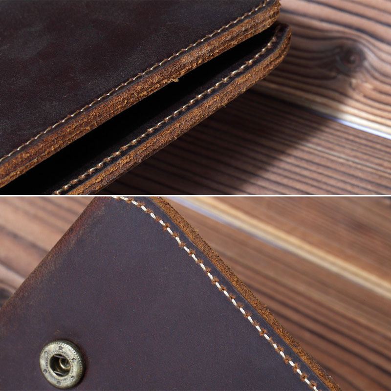 Mænd Retro Short Bifold Ægte Læder Pung Møntpung Pengeklip
