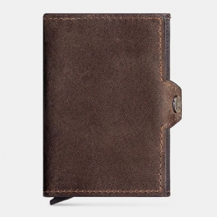 Mænd Retroblokerende Antimagnetisk Kohud-pung Casual Multi-card Slot Hasp Card Holder Multifunktion Pengeclips