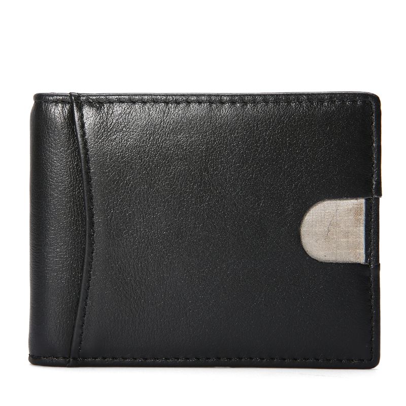 Mænd Slanke Bifold-blokerende Tegnebøger Retro Casual Ægte Læder Kort Multi-card Slot Kortholder Pengeclips