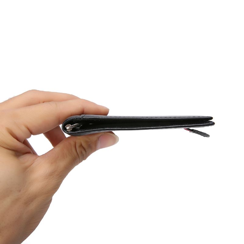 Mænd Slanke Bifold-blokerende Tegnebøger Retro Casual Ægte Læder Kort Multi-card Slot Kortholder Pengeclips
