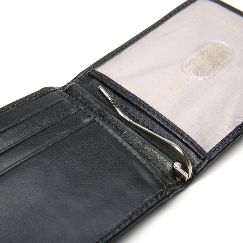 Mænd Slanke Bifold-blokerende Tegnebøger Retro Casual Ægte Læder Kort Multi-card Slot Kortholder Pengeclips