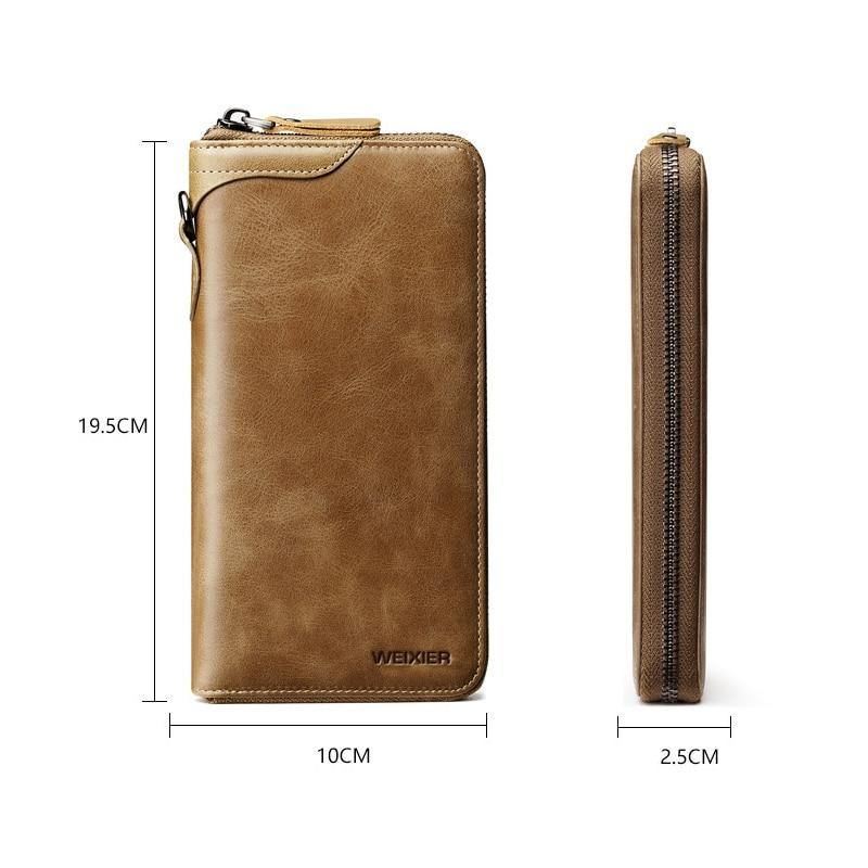 New Come Mode Vintage Lang Stil Split Læder Mænd Pung Blød Til Business Casual Mænd Pung Clutch Tasker Høj Kvalitet