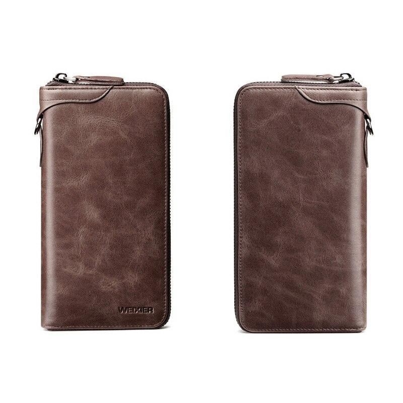 New Come Mode Vintage Lang Stil Split Læder Mænd Pung Blød Til Business Casual Mænd Pung Clutch Tasker Høj Kvalitet