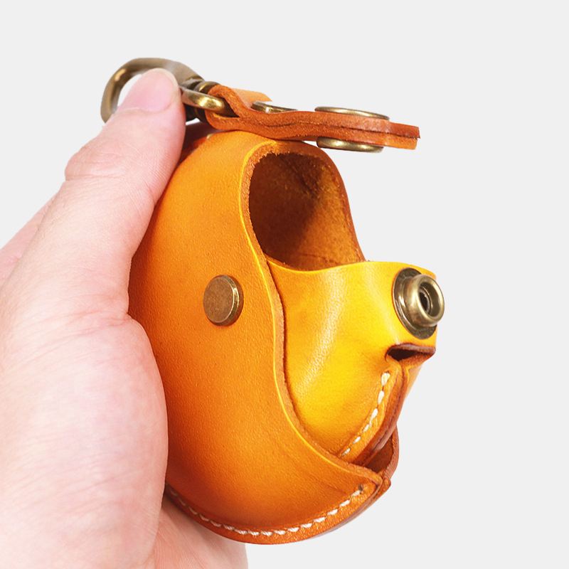 Unisex Ægte Læder Rund Form Creative Casual Coin Bag Opbevaringstaske Tegnebog