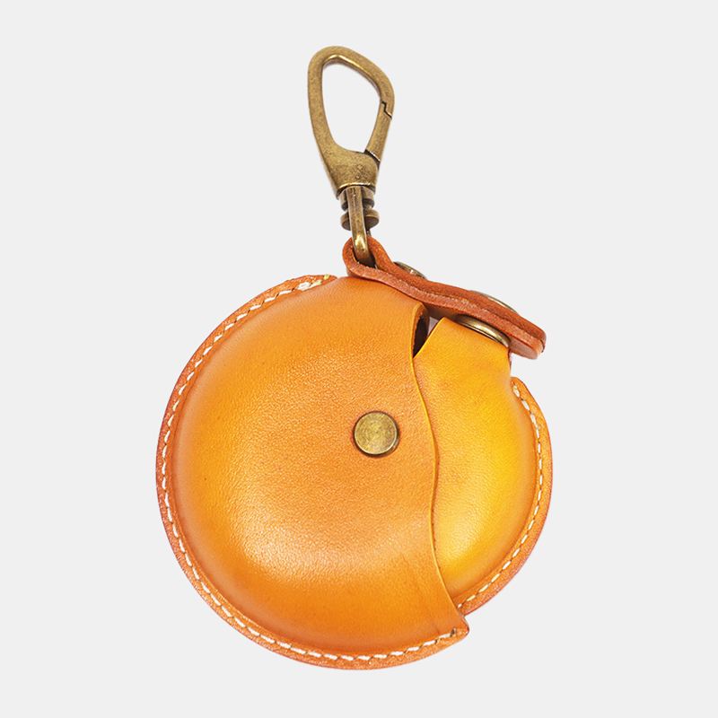 Unisex Ægte Læder Rund Form Creative Casual Coin Bag Opbevaringstaske Tegnebog