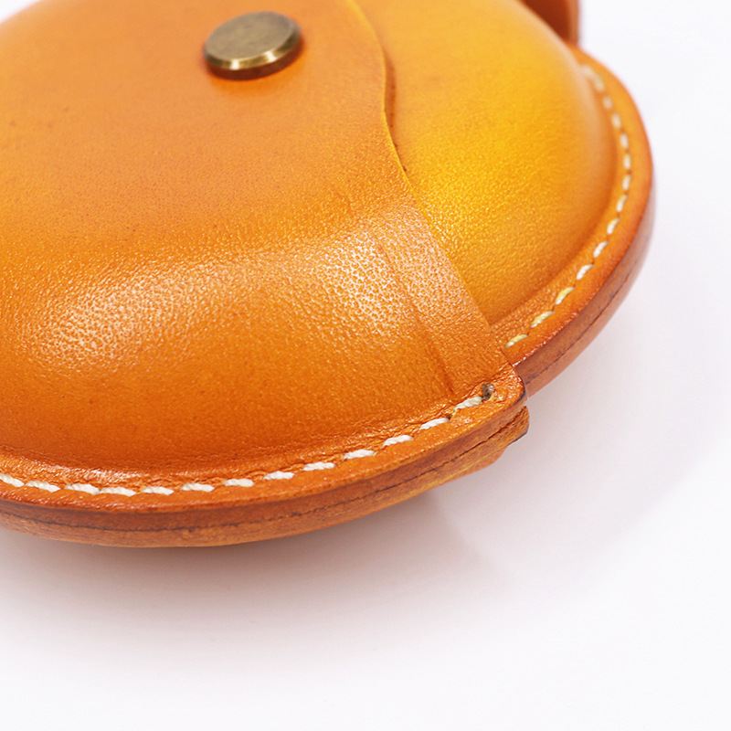 Unisex Ægte Læder Rund Form Creative Casual Coin Bag Opbevaringstaske Tegnebog
