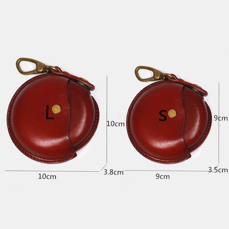 Unisex Ægte Læder Rund Form Creative Casual Coin Bag Opbevaringstaske Tegnebog