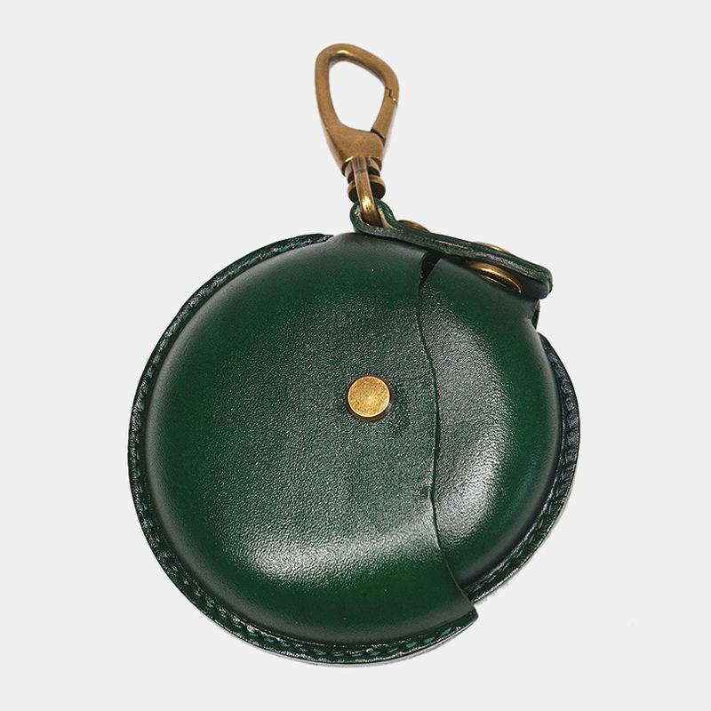 Unisex Ægte Læder Rund Form Creative Casual Coin Bag Opbevaringstaske Tegnebog