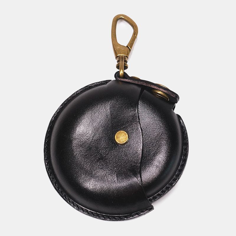 Unisex Ægte Læder Rund Form Creative Casual Coin Bag Opbevaringstaske Tegnebog