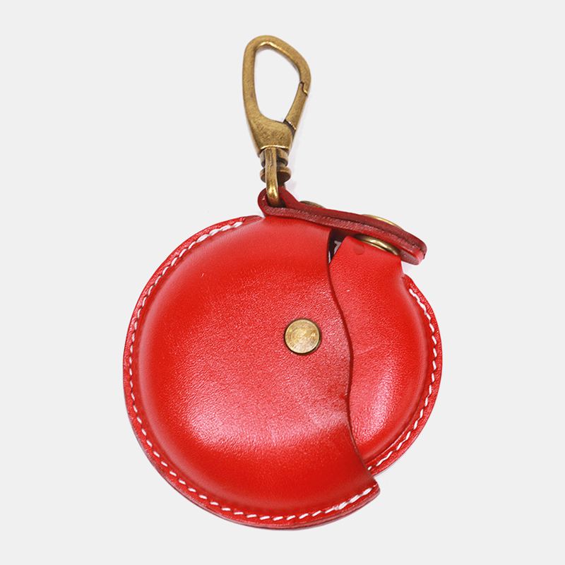 Unisex Ægte Læder Rund Form Creative Casual Coin Bag Opbevaringstaske Tegnebog