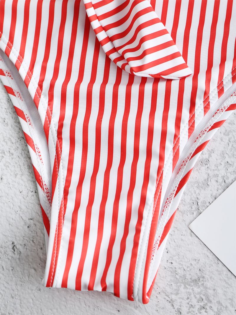 Dyk V-hals Flæse Trim Højtaljet Rygløs Badetøj Bikini