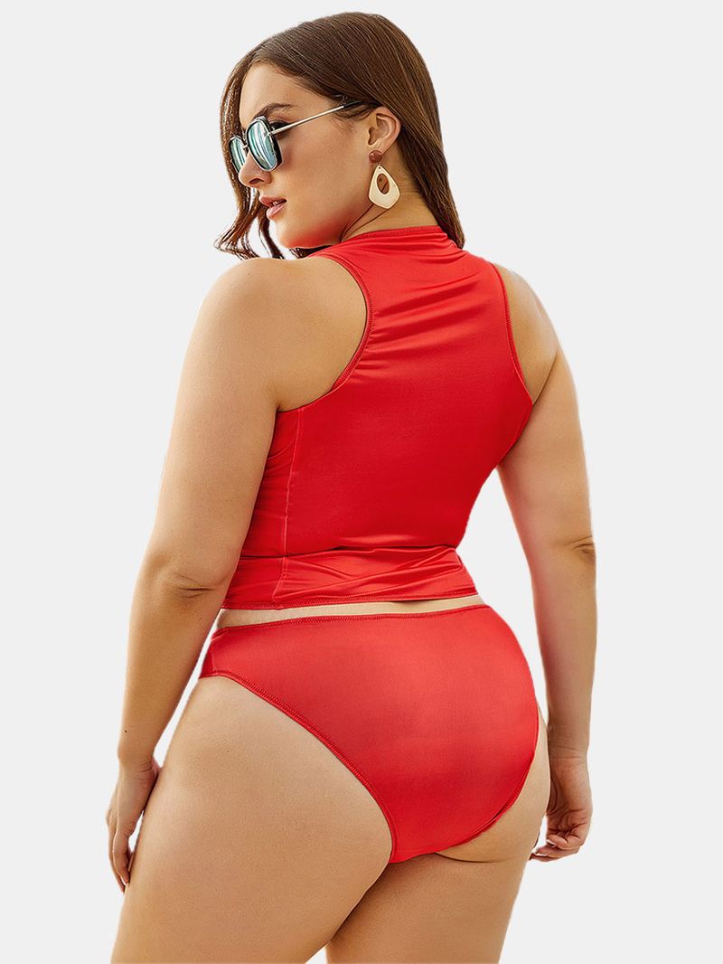 Front Zip Up Racer Back Toppe Med Mid Waist Bottoms Bikini