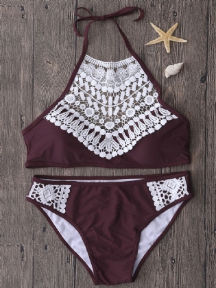 Halter High Neck Hollow Out Trådløs Polstret Tankini