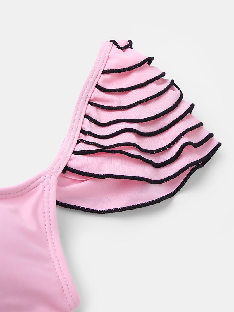 Kvinder Ensfarvet Sød Bikini Multi-layers Flæser Sød Badetøj