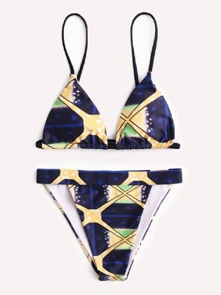 Kvinder Geometrisk Med Tryk Trekant String Rygløs Badedragt High Waist Bikini