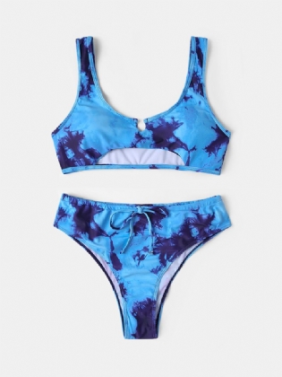 Kvinder Gradient Hollow Out Bred Strap Snøre Trusse Bikinier Badetøj