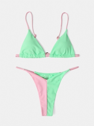Kvinder Patchwork Spaghetti Stropper Rygløse Stringtrosbikini