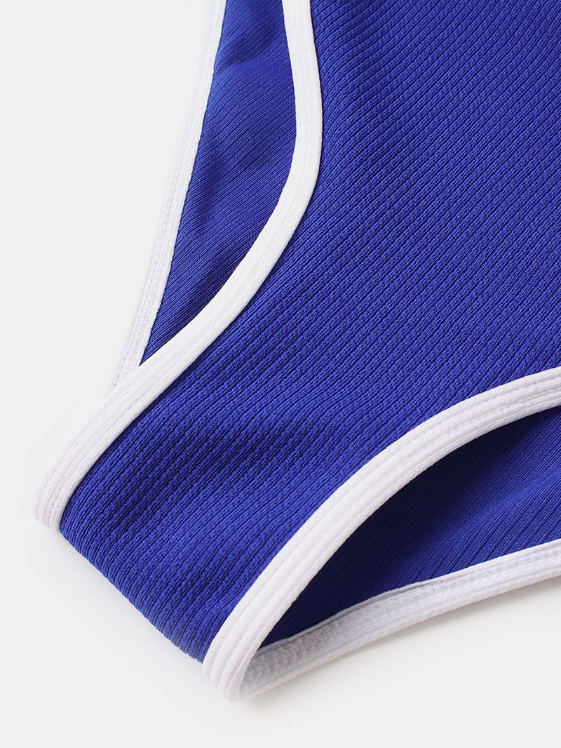 Kvinder Stripe Patchwork High Waist Bikini Rygløst Beachwear
