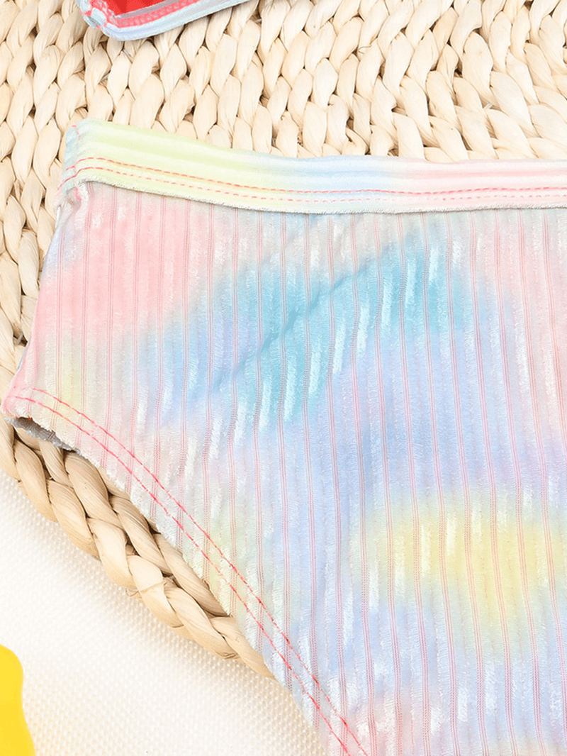 Tie Dye Med Tryk Ribbet Wireless Bandeau High Waist Bikini