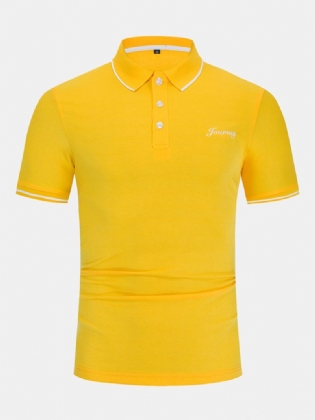 Herre Bomuld Ensfarvet Revers Knap Lukning Business Golf Skjorter