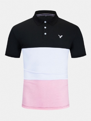 Herre Business Patchwork-knapper Casual Golfskjorter I Bomuld