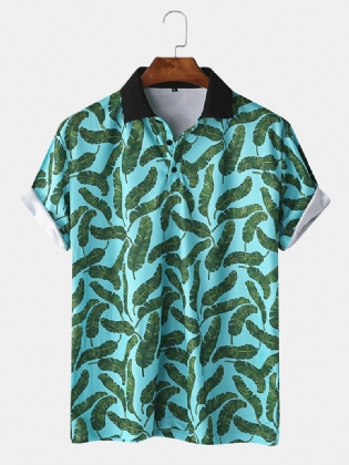 Mænd Casual Holiday Banana Leaf Med Tryk Golf Shirt