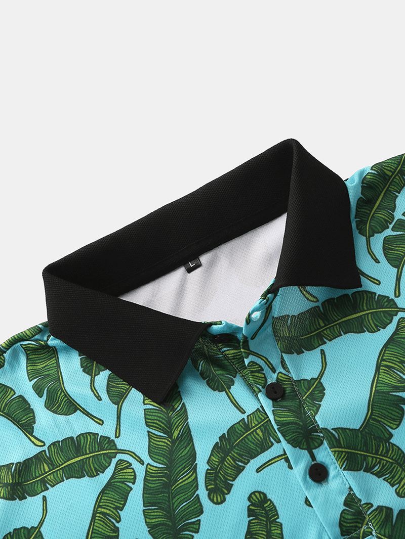 Mænd Casual Holiday Banana Leaf Med Tryk Golf Shirt
