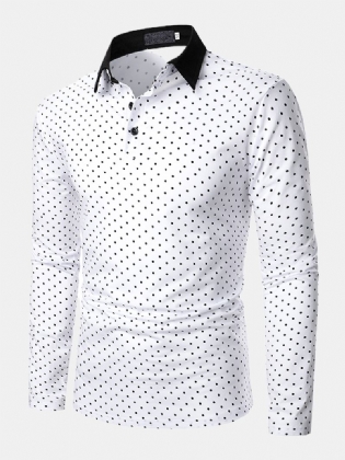 Polka Dot Simple Casual Langærmede Golfskjorter Til Mænd