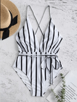 Dyk V-hals Badetøj Cross Criss Rygløs String One-pieces