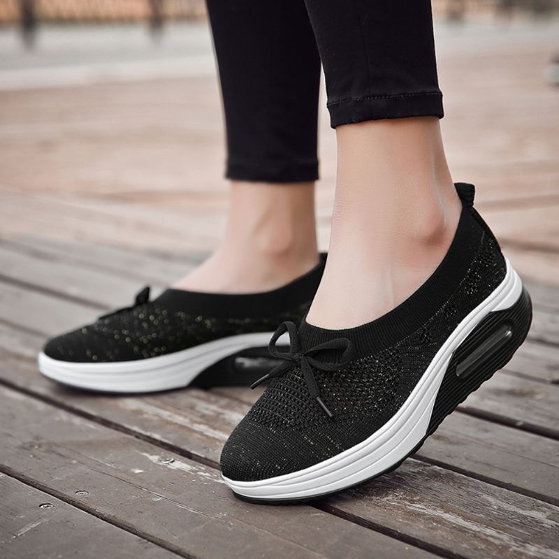 Kvinder Brief Solid Stof Åndbar Blød Rocker Sole Polstret Casual Sports Sko