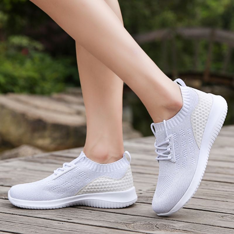 Kvinder Casual Åndbar Strikket Letvægts Skridsikre Sneakers