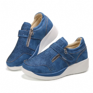 Kvinder Mesh Krogløkke Lynlås Kiler Casual Sneakers