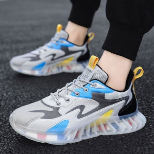 Mænd Åndbar Blød Jelly Sole Mesh Splejsning Farve Crush Casual Sports Sneakers