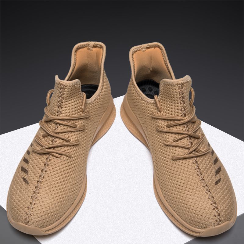 Mænd Bogstavmønster Strikket Stof Åndbar Blød Sål Casual Sneakers