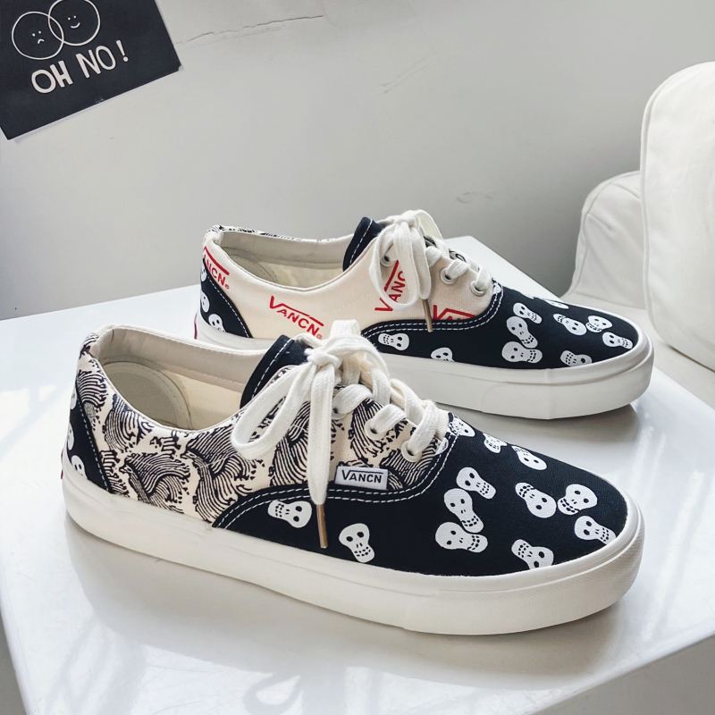 Mænd Canvas Åndbar Bund Trendy Mønster Snørebånd Afslappet Domstol Sko