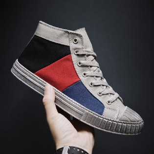Mænd Colorblock Canvas High Top Lace Up Sports Casual Trainers