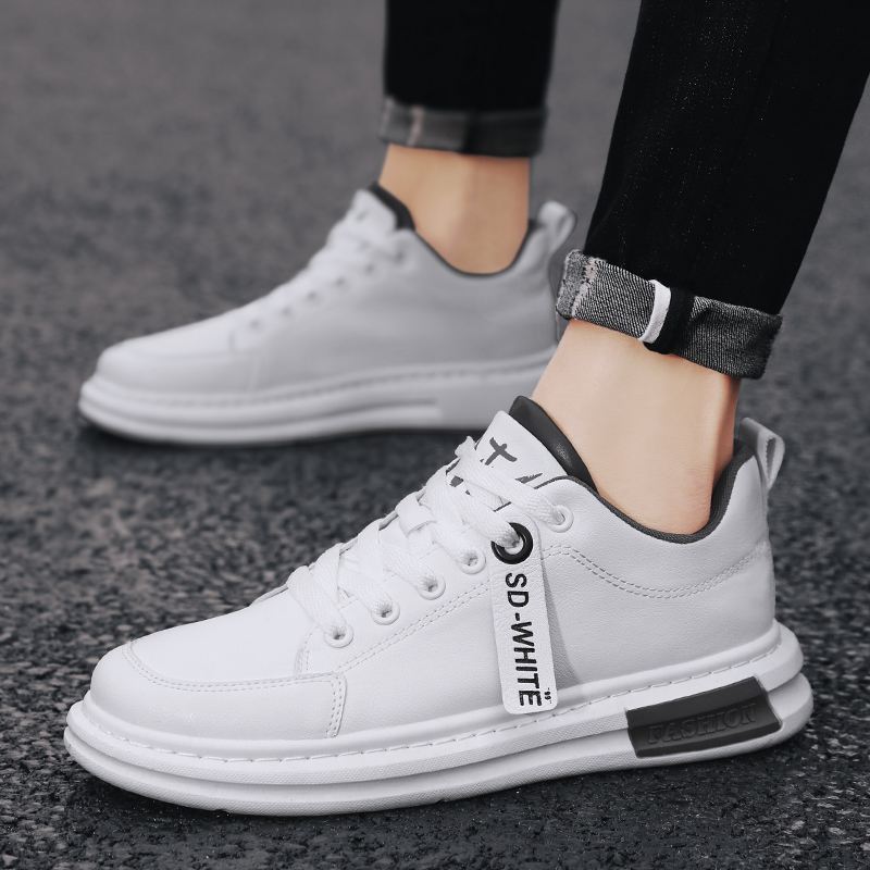 Mænd Læder Åndbar Blød Sål Brief Pure Color Casual Sportssko