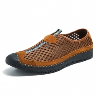 Mænd Mesh Anti-collision Toe Håndsyning Casual Flats Sneakers