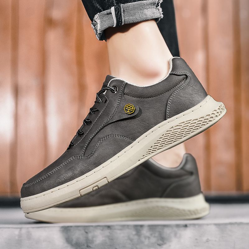 Mænd Mikrofiber Læder Åndbar Blød Sål Skridsikre Fjeder Low-top Sportssko