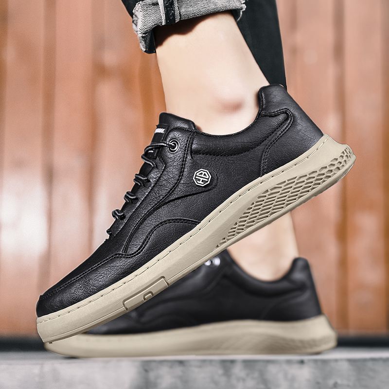 Mænd Mikrofiber Læder Åndbar Blød Sål Skridsikre Fjeder Low-top Sportssko