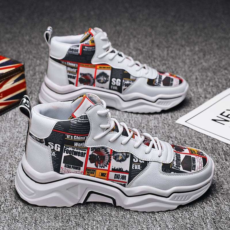Mænd Stilfuldt Mønster Stof Læder Splejsning Bærbare Sport Casual Sneakers