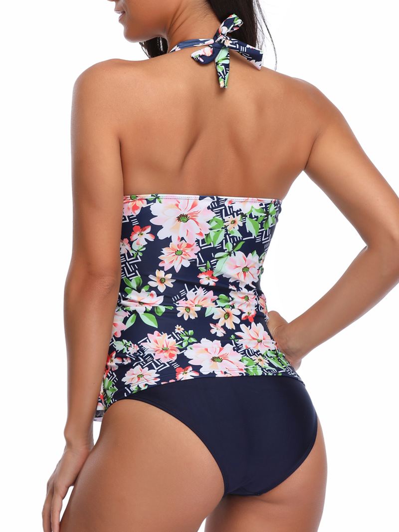 Dame Split Halter Med Tryk Multi-layer Badetøj