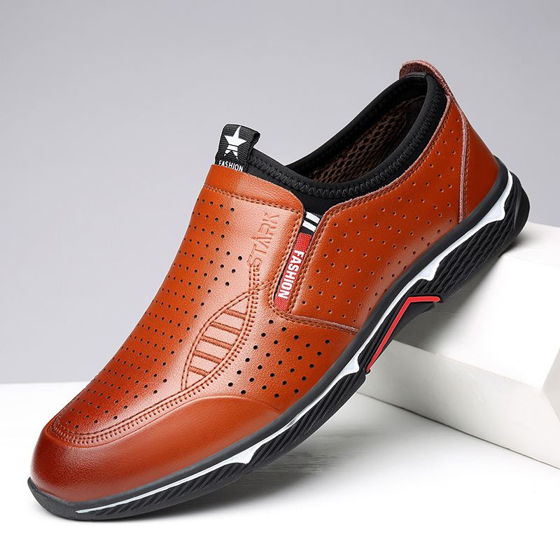Mænd Ægte Læder Åndbar Hule Casual Business Loafers