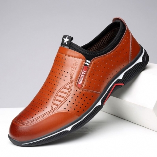 Mænd Ægte Læder Åndbar Hule Casual Business Loafers