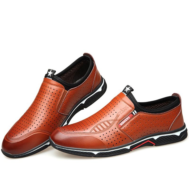 Mænd Ægte Læder Åndbar Hule Casual Business Loafers
