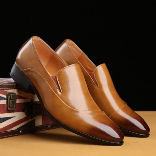 Mænd Blød Sål Spids Tå Slip På Vintage England Stil Afslappet Kjole Sko