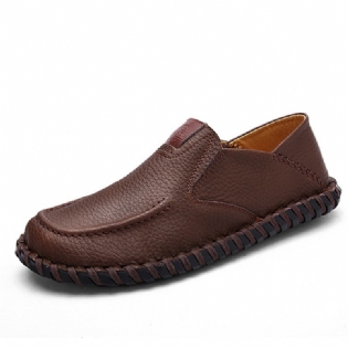 Mænd Bløde Åndbare Flade Sko Casual Outdoor Læder Slip On Oxfords