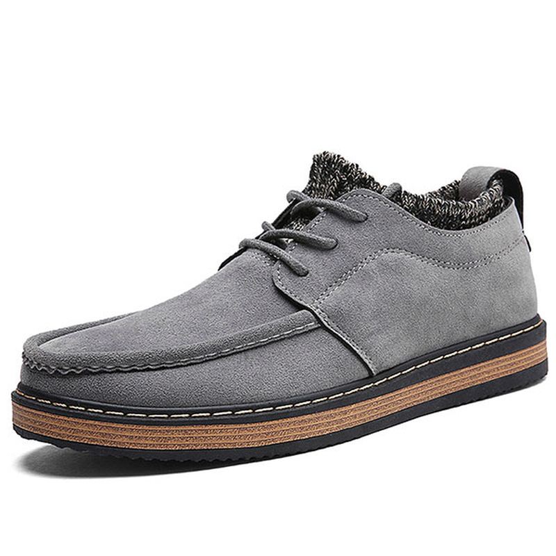 Mænd Brogue Style Strikket Ruskind Blød Sål Varm Oxfords Sko