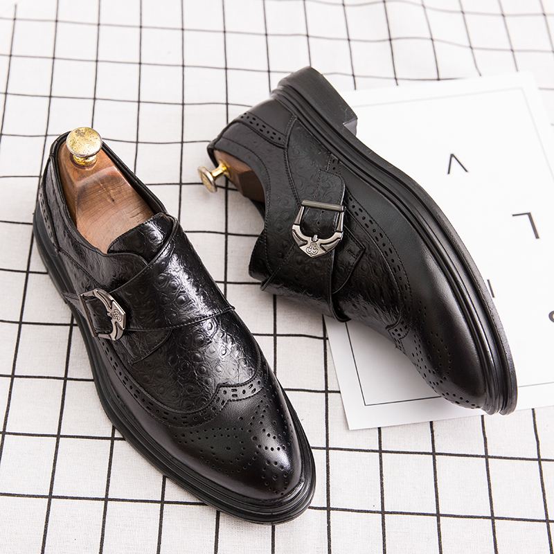 Mænd Broguo Retro Metal Spænde Bærbare Formelle Business Casual Sko